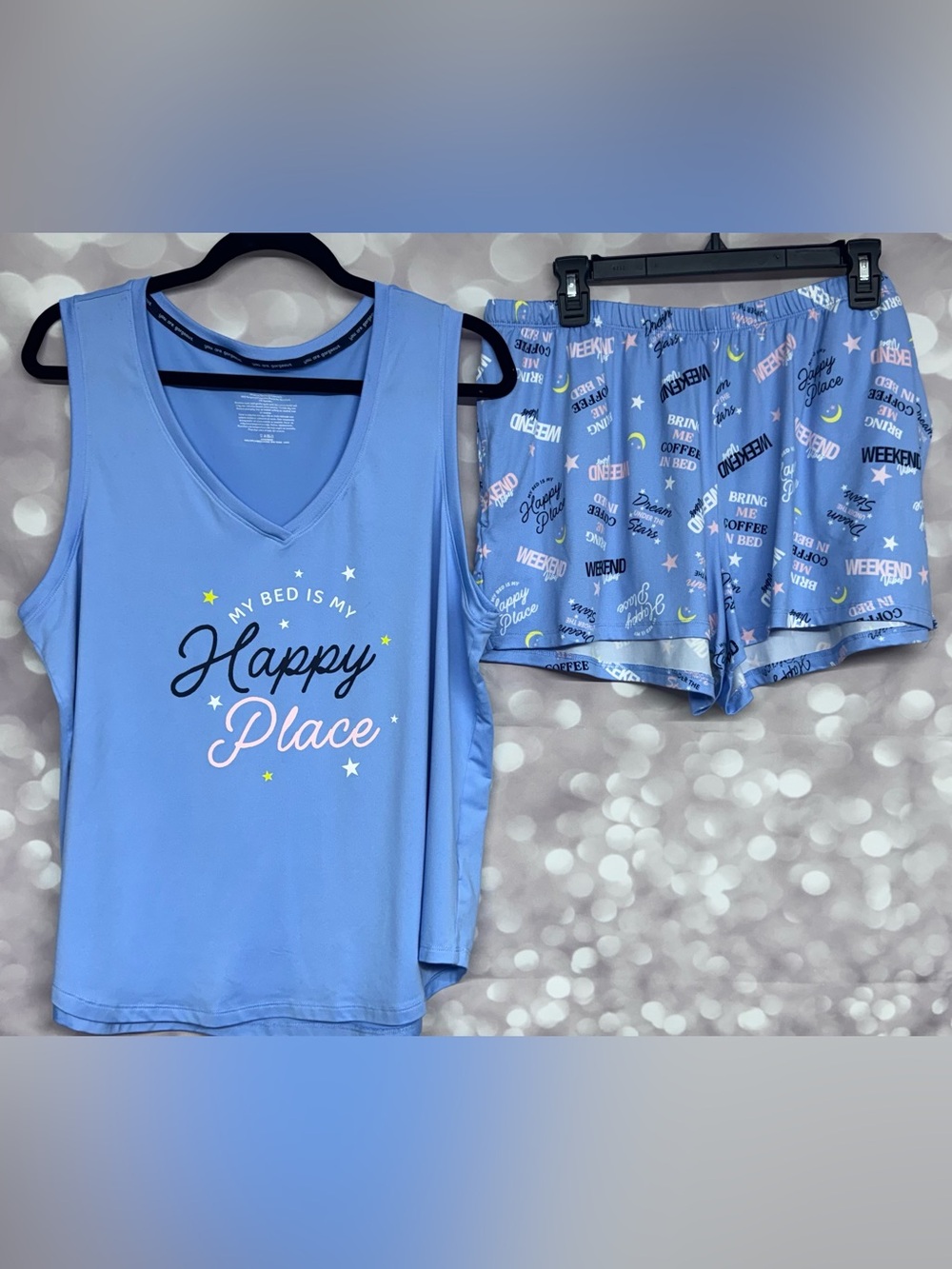 Joyspun "My Bed Is My Happy Place" 2 Piece Pajama Set